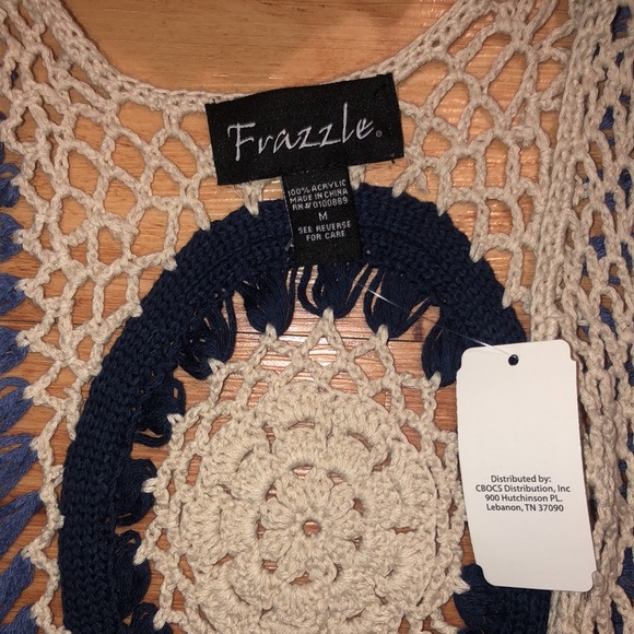 Frazzle blue crochet vest NWT - Picture 8 of 10
